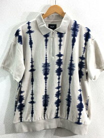 【中古】HUF◆ポロシャツ/L/ベロア/CRM/SEISMOGRAM VELOUR POLO【メンズウェア】