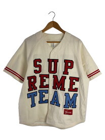 【中古】Supreme◆22AW/Denim Baseball Jersey/M/コットン/WHT/シミ有//【メンズウェア】