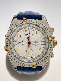 【中古】BREITLING◆自動巻腕時計/デジタル/レザー/WHT/BLU/SS/B13050.1/20230924日差-21【服飾雑貨他】