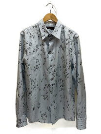 【中古】LOUIS VUITTON◆長袖シャツ/M/シルク/ブルー/ストライプ/1AJC68/フロント・襟ヨゴレ有【メンズウェア】