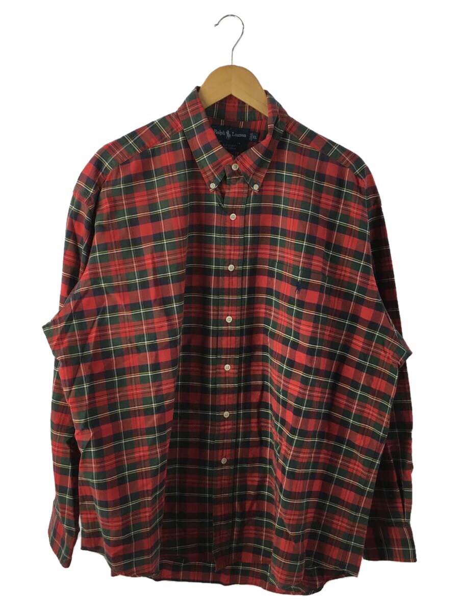 Used Ralph Lauren Long Shirt/Xl/Cotton/Red/Check/90S/Big Shirt | eBay