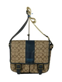 【中古】COACH◆ショルダーバッグ_ヘリテージストライプ_シグネチャー_ベージュ/--/BEG【バッグ】