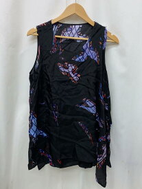 【中古】Y’s◆Layer Habutai Stained Drape Blouse総柄ノースリーブブラウスYD-B11-206【レディースウェア】