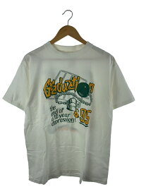 【中古】Tシャツ/L/コットン/WHT/プリント/90s/USA製/シングルステッチ/カレッジ【メンズウェア】