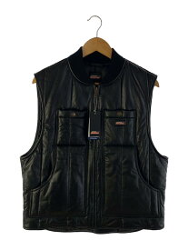 【中古】Supreme◆ベスト/S/ポリエステル/BLK/Leather Work Vest【メンズウェア】