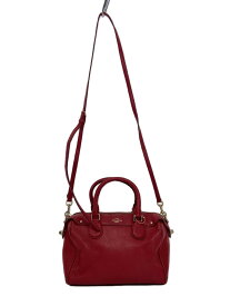 【中古】COACH◆ボストンバッグ/レザー/RED/無地【バッグ】