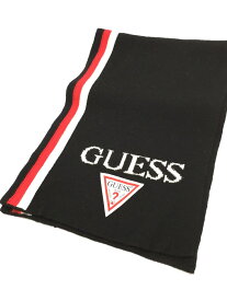 【中古】GUESS◆マフラー/アクリル/BLK/無地/メンズ【服飾雑貨他】