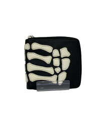 【中古】KAPITAL◆THUMBS UP BONE HAND ZIP/2つ折り財布/レザー/BLK/メンズ【服飾雑貨他】