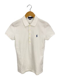 【中古】POLO RALPH LAUREN◆ポロシャツ/カットソー/半袖/S/コットン/WHT/無地【レディースウェア】