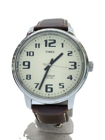 【中古】TIMEX◆クォーツ腕時計/アナログ/レザー/WHT/BRW/CR2016CELL【服飾雑貨他】