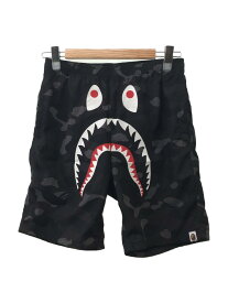 【中古】A BATHING APE◆Graphic Shark Print Deck Shorts/ポリエステル/グレー/カモフラ//【メンズウェア】