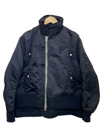 【中古】sacai◆22AW/Nylon Twill Mix Blouson/フライトジャケット/1/ナイロン/ブラック//【メンズウェア】