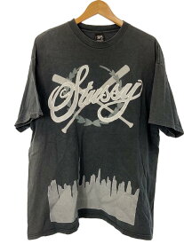 【中古】STUSSY◆Tシャツ/XL/コットン/BLK/プリント【メンズウェア】