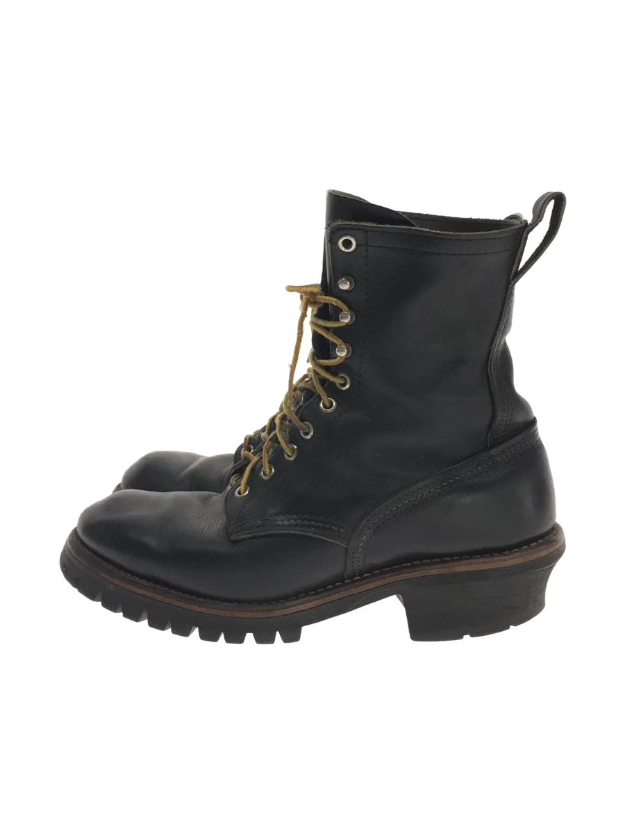 RED WING◇レースアップブーツ US8 BLK レザー