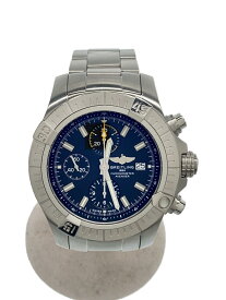 【中古】BREITLING◆アベンジャー/自動巻腕時計/ブラック/シルバー/A13317/20231004日差+1【服飾雑貨他】