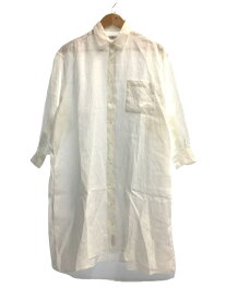 【中古】individualized shirts◆レギュラーカラーリネンシャツワンピース/USA製/WHT/無地【レディースウェア】