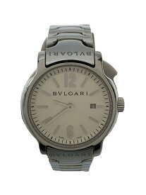 【中古】BVLGARI◆クォーツ腕時計/アナログ/ステンレス/WHT/SLV【服飾雑貨他】