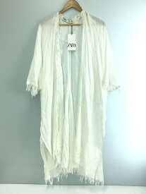 【中古】ZARA◆タグ付/ロングカーディガン(薄手)/M/コットン/WHT/総柄/5598/056/712【レディースウェア】