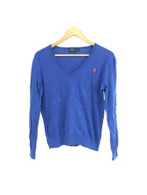 【中古】POLO RALPH LAUREN◆セーター(薄手)/M/コットン/BLU【レディースウェア】