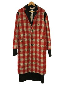 【中古】MARNI◆19AW/Layered Checked Wool-blend Coat/40/ウール/RED/チェック【メンズウェア】