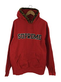 【中古】Supreme◆21aw/Leopard Trim Hooded Sweatshirt/パーカー/XL/コットン/レッド【メンズウェア】