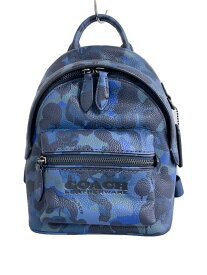 【中古】COACH◆ミニリュック/レザー/BLU/カモフラ/cc404【バッグ】