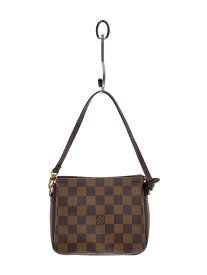 【中古】LOUIS VUITTON◆トゥールス・メイクアップ_ダミエ・エベヌ_BRW/PVC/BRW/総柄【バッグ】