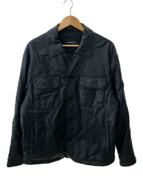 【中古】EMPORIO ARMANI◆ジャケット/--/羊革/BLK/H41R80/ブラック【メンズウェア】