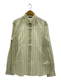 【中古】VALENTINO◆長袖シャツ/43/コットン/WHT/ストライプ【メンズウェア】