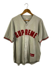 【中古】Supreme◆半袖シャツ/M/ポリエステル/GRY/24SS/Ultrasuede Mesh Baseball Jersey【メンズウェア】