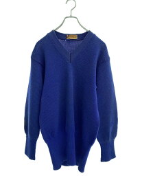 【中古】推定40s/LOGAN KNITTING MILLS/フットボールタグ/セーター/ウール/BLU/無地【メンズウェア】