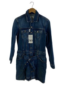 【中古】ZARA◆長袖ワンピース/XS/コットン/IDG/無地【レディースウェア】