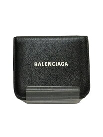 【中古】BALENCIAGA◆2つ折り財布/レザー/ブラ/無地/レディース/594216・1090・V・531267/バレンシア【服飾雑貨他】