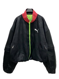 【中古】PUMA◆S/ASAP ROCKY PLEATHERJACKET/ブルゾン/M/フェイクレザー/BLK/632480-01//【メンズウェア】