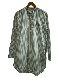 【中古】Engineered Garments◆Baned Collar Shirt/M/コットン/ホワイト/ストライプ【メンズウェア】