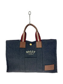 【中古】BALLY◆ドライサリア/トートバッグ/キャンバス/BLK/レザー持ち手/フロントロゴ/【バッグ】