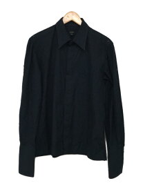 【中古】Jean Paul GAULTIER HOMME◆フライフロントスナップカフスシャツ/48/コットン/BLK/無地【メンズウェア】