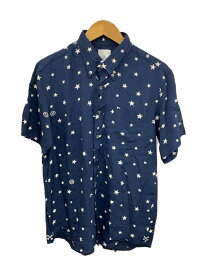 【中古】uniform experiment◆半袖シャツ/3/レーヨン/NVY/ue-190067/星柄【メンズウェア】