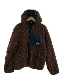 【中古】STUSSY◆SNAKE JACQUARD SHERPA JACKET/フリース/M/ポリエステル/BRW/総柄/1185//【メンズウェア】