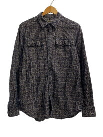 【中古】G-STAR RAW◆ジャガードシャツ/L/コットン/NVY/総柄【メンズウェア】