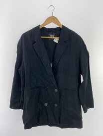 【中古】ZARA◆ジャケット/L/リネン/BLK/無地【レディースウェア】