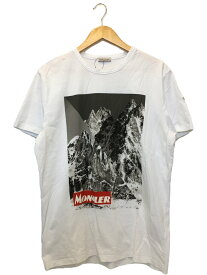 【中古】MONCLER◆Tシャツ/半袖カットソー/XL/コットン/WHT/E20918048350 8390T/MAGLIA T-SHIRT【メンズウェア】