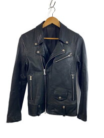 【中古】AMERICAN RAG CIE◆ダブルライダースジャケット/46/山羊革/BLK/無地/1414-605AMG【メンズウェア】