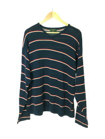 【中古】J.CREW◆90s/巨人タグ/香港製/Vネック/ニット/マルチボーダー/L/コットン/NVY【メンズウェア】