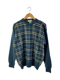 【中古】BURBERRY BLACK LABEL◆セーター(厚手)/L/ウール/ネイビー/チェック【レディースウェア】