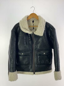 【中古】MOUSSY◆ジャケット/1/フェイクレザー/BLK/無地/010BAF30-5180【レディースウェア】