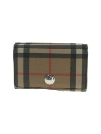 【中古】BURBERRY◆3つ折り財布/レザー/キャメル/チェック/レディース/ヴィンテージチェック/角スレ有【服飾雑貨他】