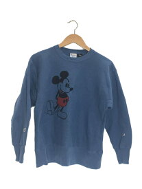 【中古】Champion◆REVERSE WEAVE/Disney/ミッキー/スウェット/S/コットン/BLU/無地/cwsw038【レディースウェア】