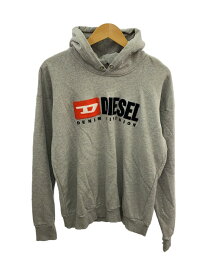 【中古】DIESEL◆パーカー/M/コットン/GRY/プリント【メンズウェア】