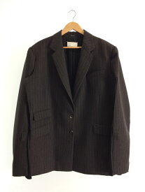 【中古】Maison Margiela◆20ss/Brown Wool Cape Jacket/テーラードジャケット/46/ウール/BRW/ストライプ//2ボタン【メンズウェア】